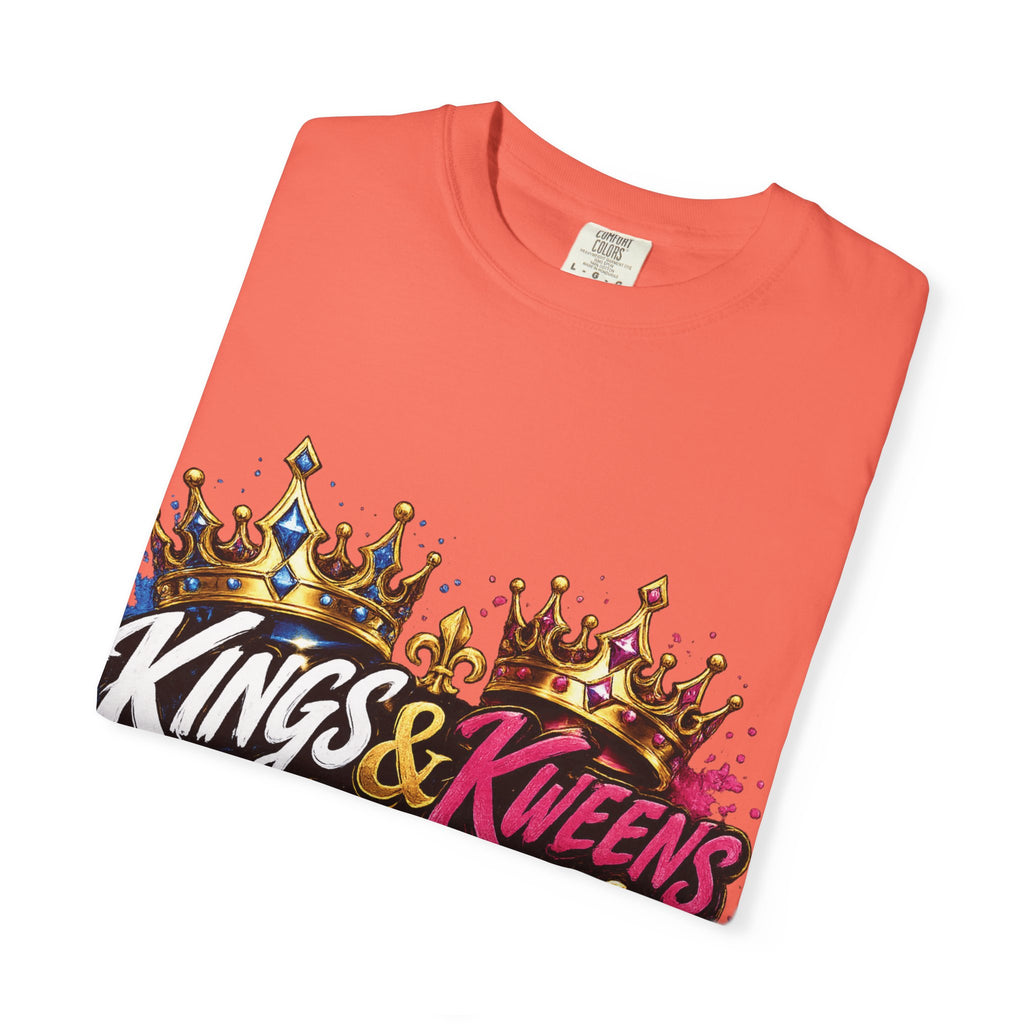 Kings & Kweens Ascend t-shirt | Crown graffiti lettering, colorful drip design