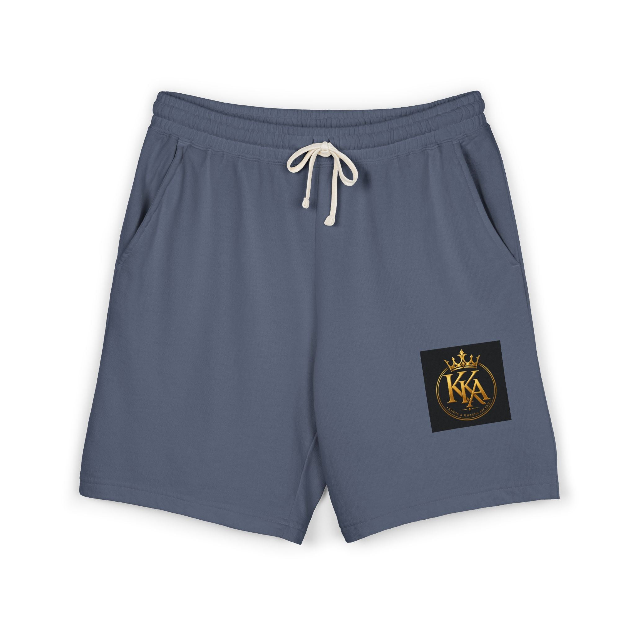 KKA Crown Logo Fleece Sweat Shorts — Garment-Dyed Casual Lounge Shorts