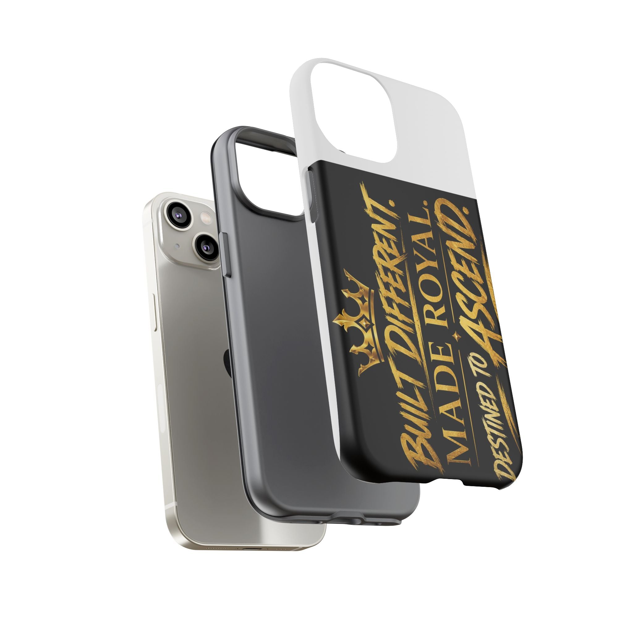 Phone Case - "Built Different. Made Royal. Destined to Ascend" (Gold Crown Motivational Protective Cover)