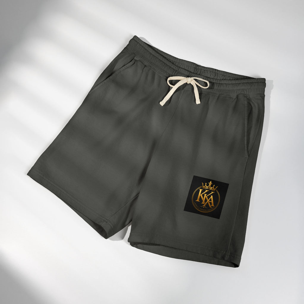 KKA Crown Logo Fleece Sweat Shorts — Garment-Dyed Casual Lounge Shorts