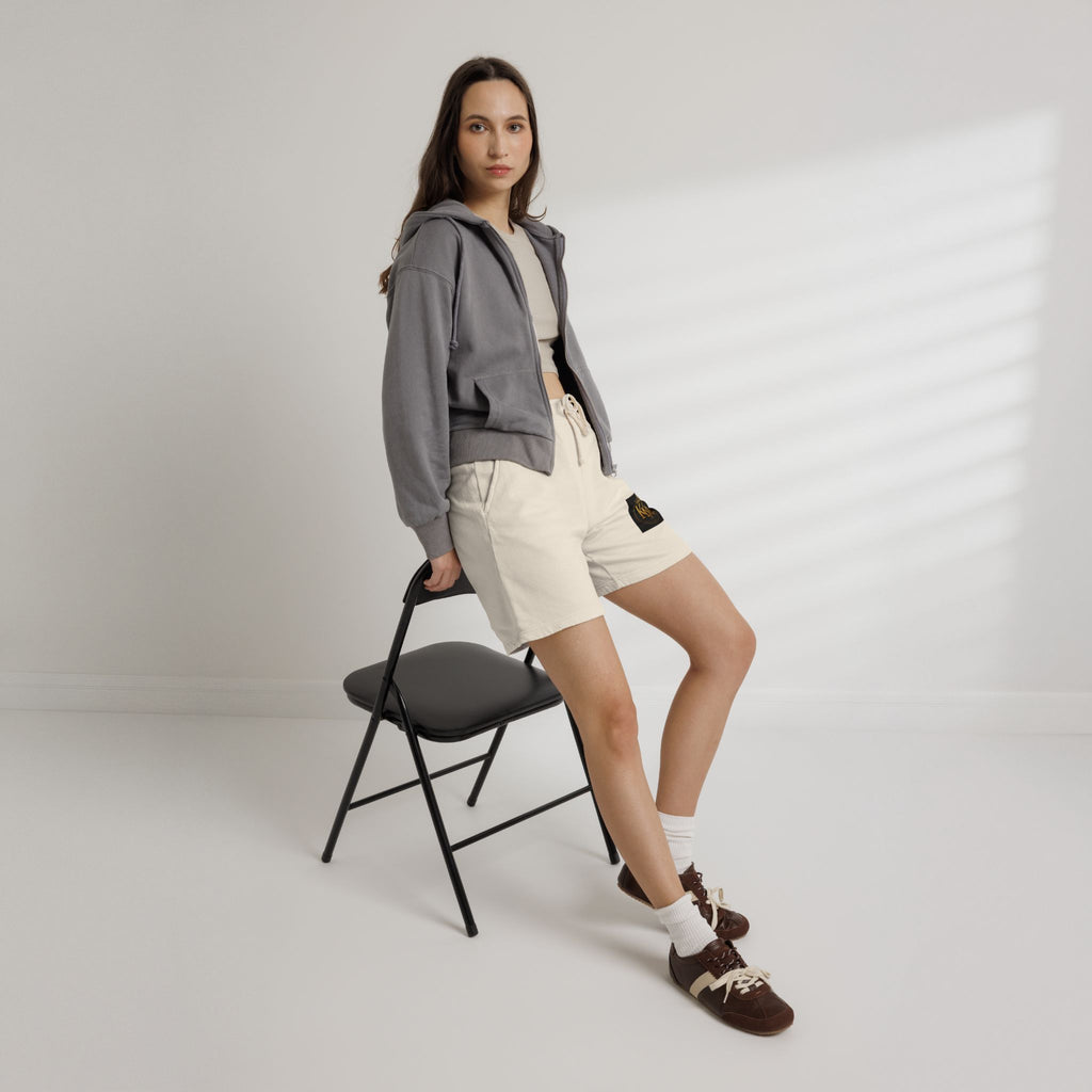KKA Crown Logo Fleece Sweat Shorts — Garment-Dyed Casual Lounge Shorts