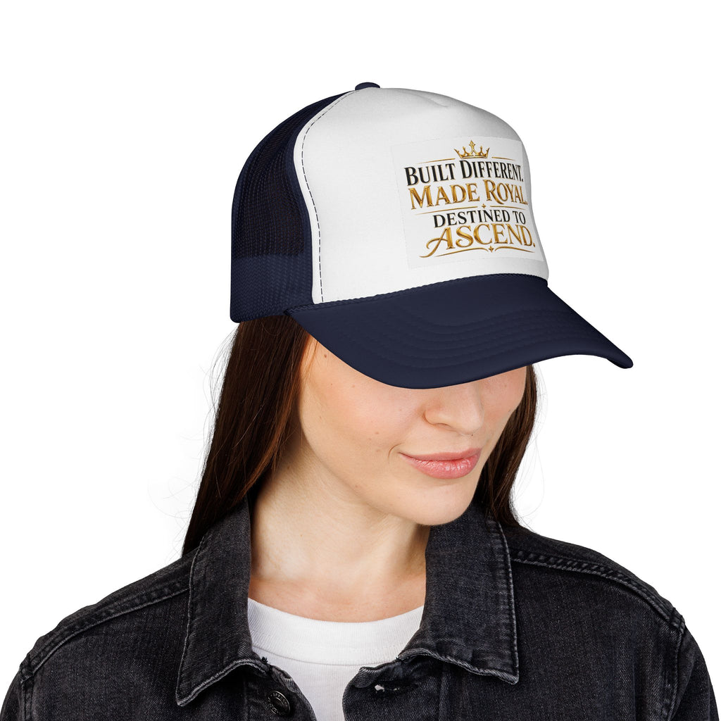 Made Royal Trucker Cap — "Built Different. Made Royal. Destined to Ascend." Inspirational Mesh Hat