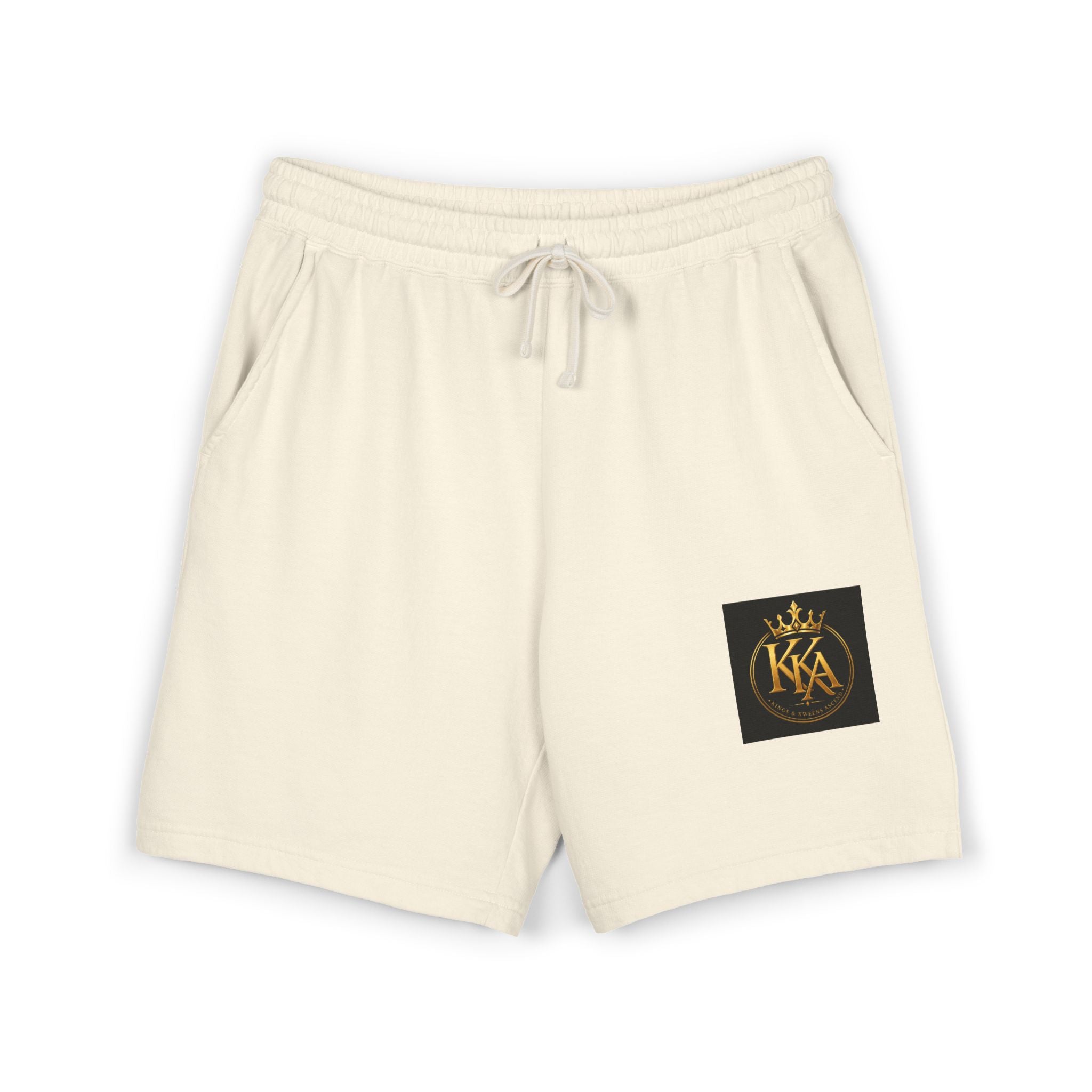 KKA Crown Logo Fleece Sweat Shorts — Garment-Dyed Casual Lounge Shorts