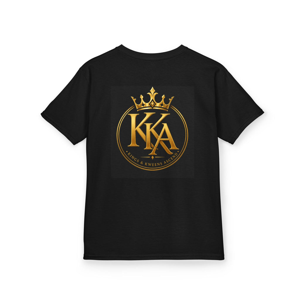 Kids Tee — "Built Different. Made Royal. Destined to Ascend." Gold Crown Graphic