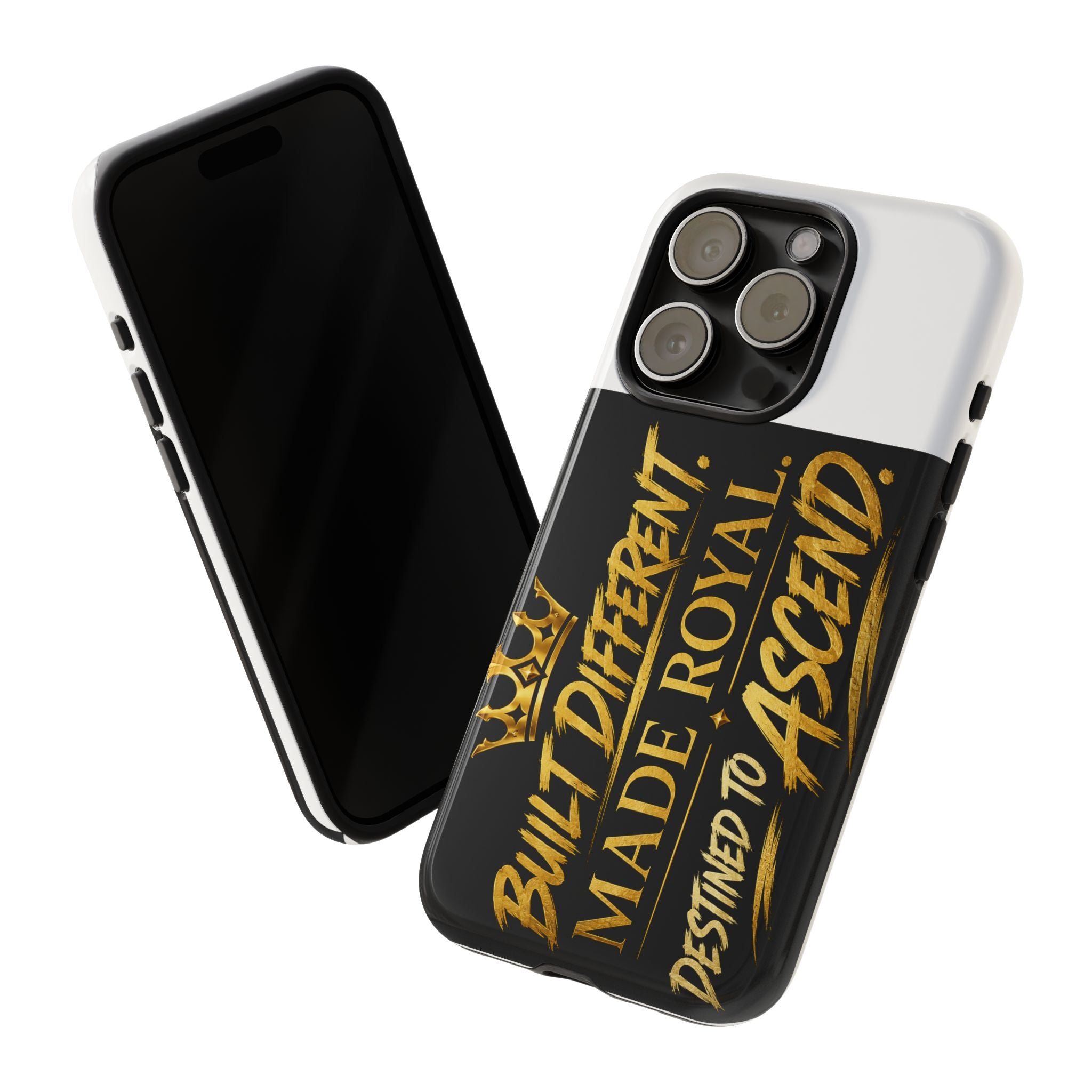 Phone Case - "Built Different. Made Royal. Destined to Ascend" (Gold Crown Motivational Protective Cover)