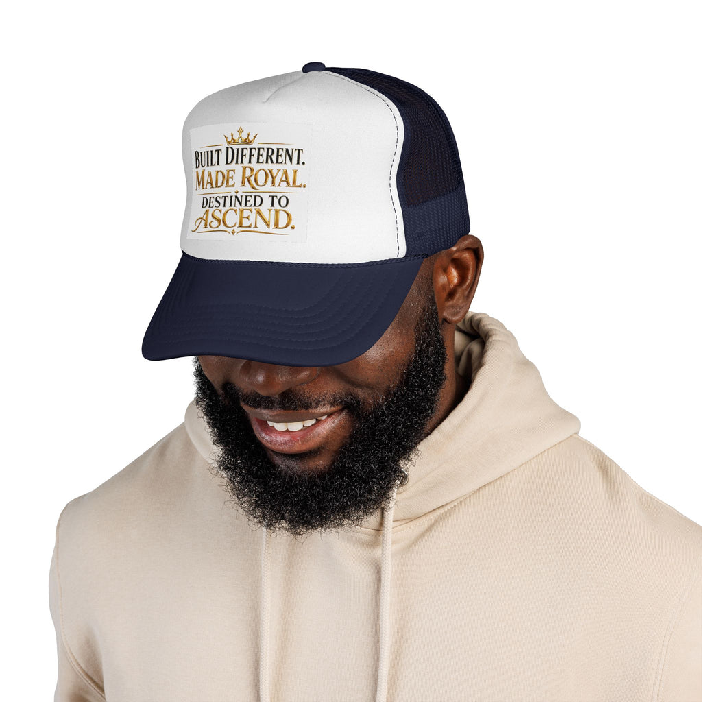 Made Royal Trucker Cap — "Built Different. Made Royal. Destined to Ascend." Inspirational Mesh Hat