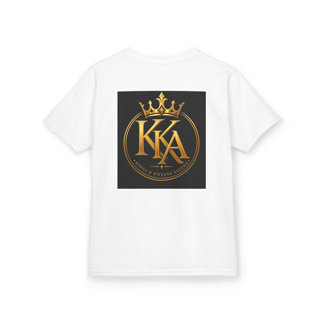 Kids Tee — "Built Different. Made Royal. Destined to Ascend." Gold Crown Graphic