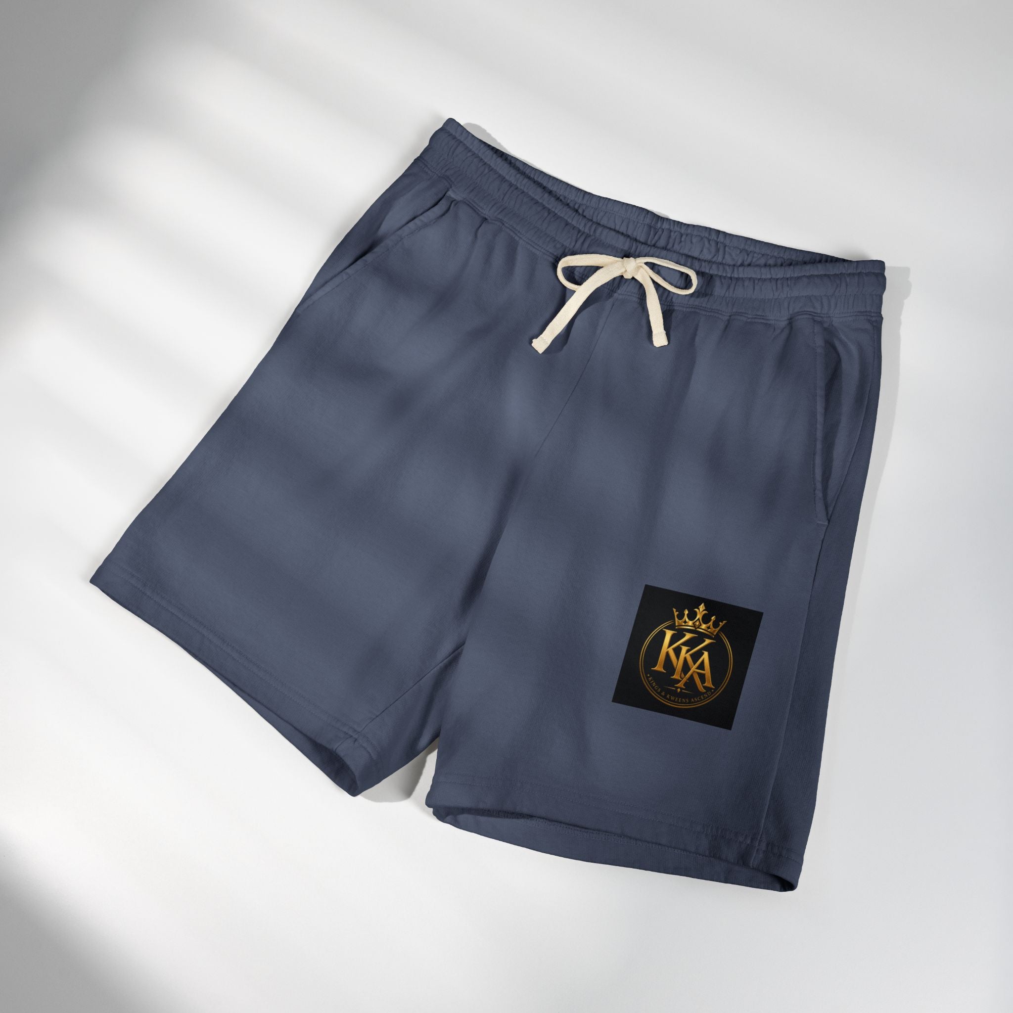 KKA Crown Logo Fleece Sweat Shorts — Garment-Dyed Casual Lounge Shorts