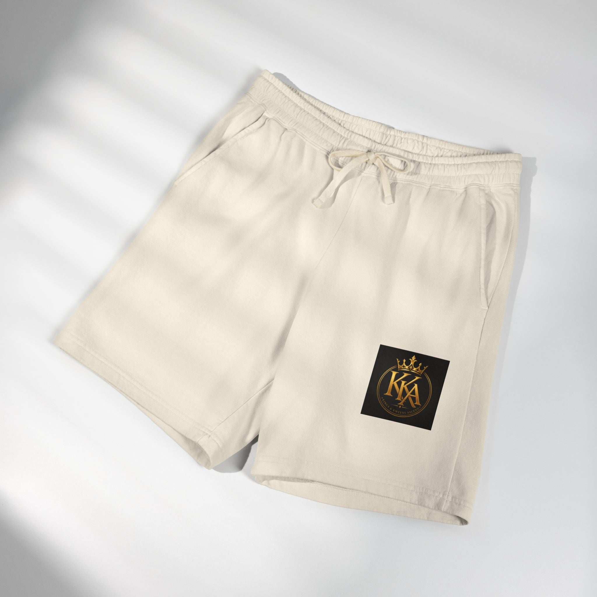 KKA Crown Logo Fleece Sweat Shorts — Garment-Dyed Casual Lounge Shorts