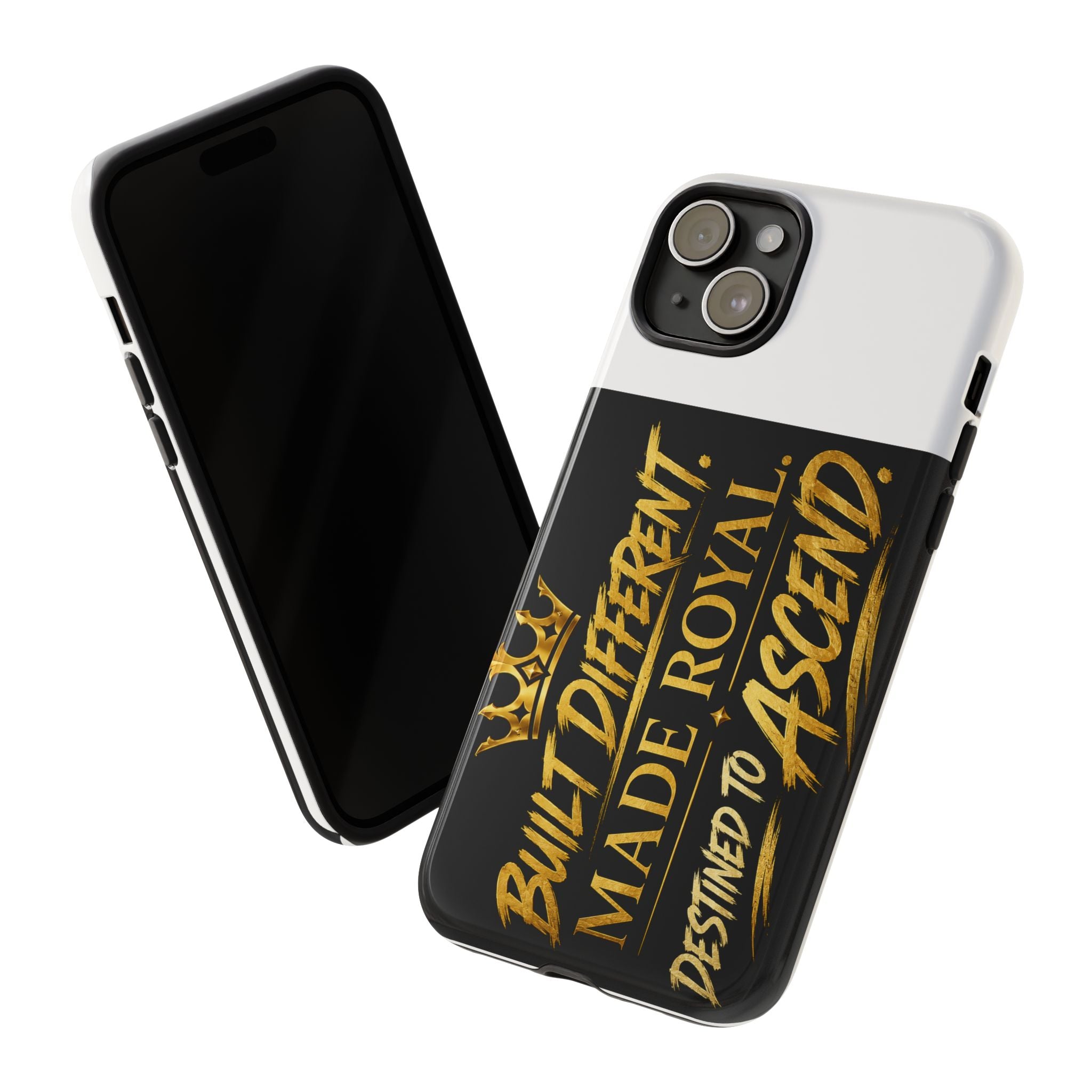 Phone Case - "Built Different. Made Royal. Destined to Ascend" (Gold Crown Motivational Protective Cover)