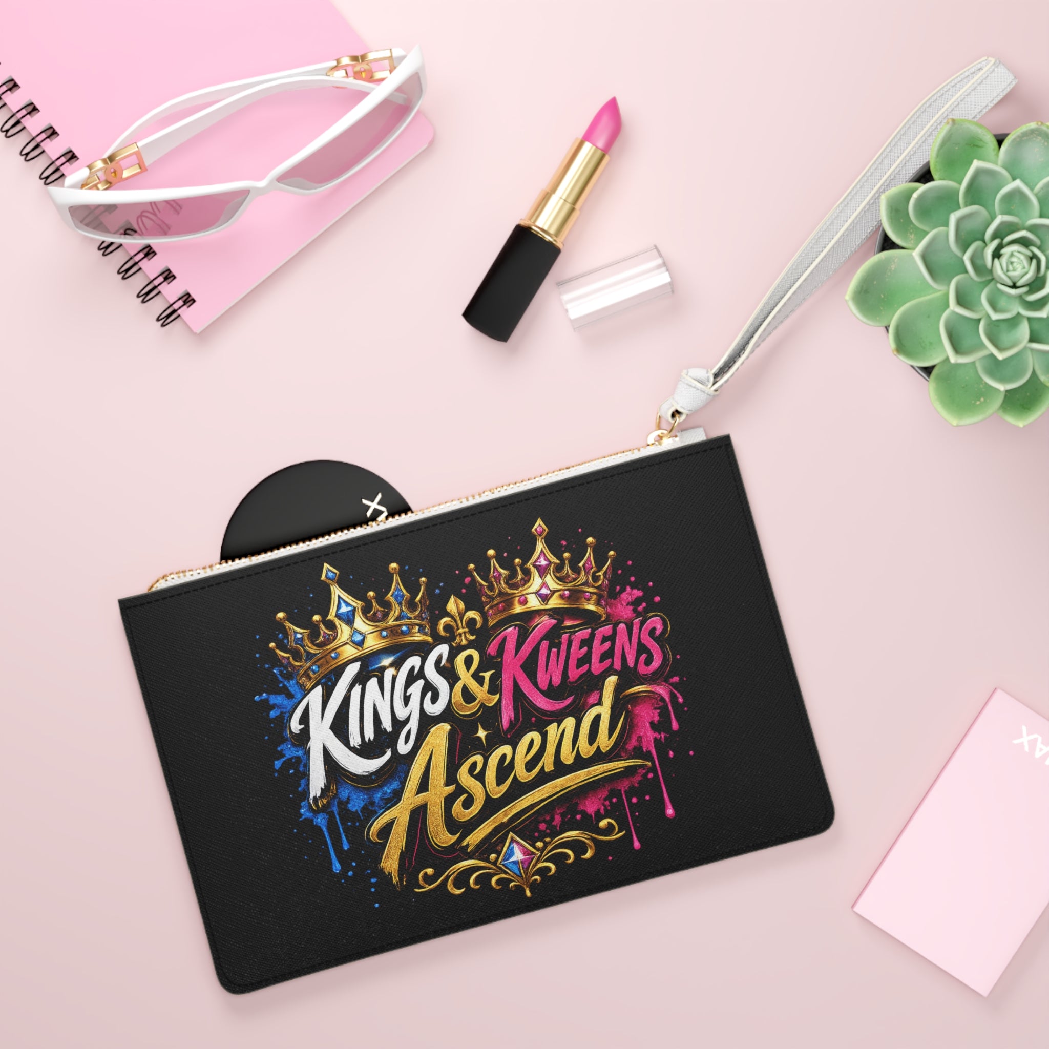 Kings & Kweens Ascend Clutch Bag — Bold Royalty Graphic Wristlet